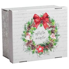 Коробка подарочная Дарите счастье Hello, winter 30 x 15 x 24.5 см серый