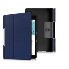 Чехол-обложка MyPads для Lenovo Yoga Smart Tab YT-X705F тонкий умный кожаный на пластиковой основе с трансформацией в подставку синий