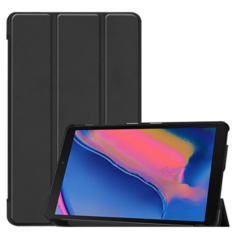 Чехол-обложка MyPads для Samsung Galaxy Tab A 8.0 (2019) SM-P200 / P205 тонкий умный кожаный на пластиковой основе с трансформацией в подставку черный
