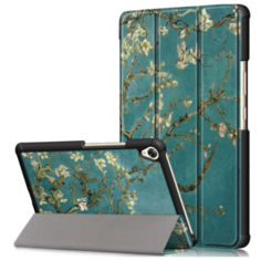 Чехол-обложка MyPads для Huawei MediaPad T5 10 тонкий умный кожаный на пластиковой основе с трансформацией в подставку (Сакура)