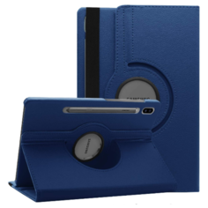Чехол-подставка MyPads для Samsung Galaxy Tab S7 11 SM-T870 / T875 (2020) на пластиковой основе кожаный поворотный роторный оборотный с трансформацией в подставку синий