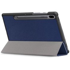 Чехол-обложка MyPads для Samsung Galaxy Tab S6 10.5 SM-T860 / T865 тонкий умный кожаный на пластиковой основе с трансформацией в подставку синий