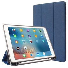 Чехол-обложка MyPads для Lenovo Tab M10 TB-X605F/M тонкий умный кожаный на пластиковой основе с трансформацией в подставку синий