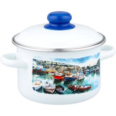 Кастрюля Appetite Романтика, 2 л, белый/голубой