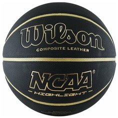 Мяч баскетбольный WILSON NCAA Highlight Gold, р.7, черный/золотистый (WTB067519XB07)
