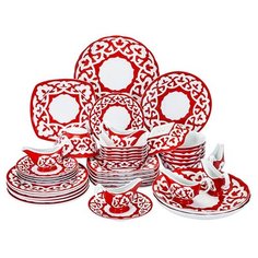 Столовый сервиз Красная Пахта, Turon porcelain, 39 предметов,