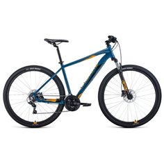 Велосипед FORWARD APACHE 29 3.0 disc (29" 21 ск. рост 21") 2020-2021, бирюзовый/оранжевый, RBKW1M69Q030
