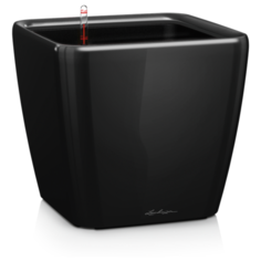 Кашпо (пластик) Lechuza Quadro LS Complete (black high gloss), 43x43xH40см