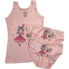 Комплект для девочки (майка 1 шт., трусики 2шт.) Baykar, арт. 4928-5926-2, разм. 4, персиковый, рост 134-140