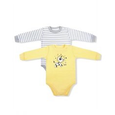 Набор боди LEO (2 шт.) размер 68, желтый/серый Лео