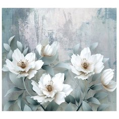 Фотообои флизелиновые Design Studio 3D Благородные белые цветы 3х2.7м серый/белый