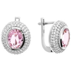 Balex Серьги 2410931476 из серебра 925 пробы с морганитом синтетическим и фианитом