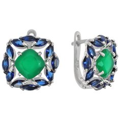 Balex Серьги 2405937153 из серебра 925 пробы с хризопразом природным и сапфиром синтетическим