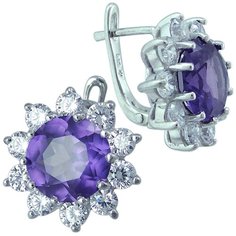 Balex Серьги 2405937676 из серебра 925 пробы с александритом синтетическим и фианитом