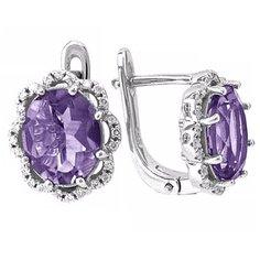 Balex Серьги 2405937244 из серебра 925 пробы с аметистом природным и фианитом