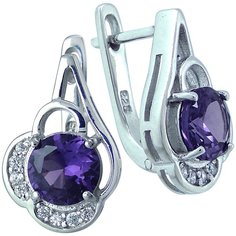 Balex Серьги 2405937616 из серебра 925 пробы с александритом синтетическим и фианитом