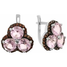 Balex Серьги 2410931491 из серебра 925 пробы с морганитом синтетическим и фианитом