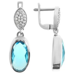 Balex Серьги 2410931453 из серебра 925 пробы с топазом голубым синтетическим и фианитом