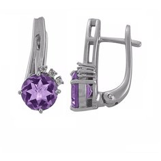 Balex Серьги 2405937067 из серебра 925 пробы с аметистом природным и фианитом