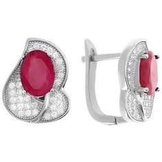 Balex Серьги 2405936948 из серебра 925 пробы с рубином корундом и фианитом