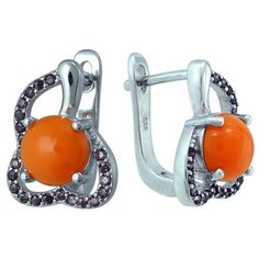 Balex Серьги 2405937411 из серебра 925 пробы с кораллом реконструированным и раухтопазом синтетическим