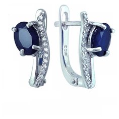Balex Серьги 2405936861 из серебра 925 пробы с сапфиром корундом природным и фианитом