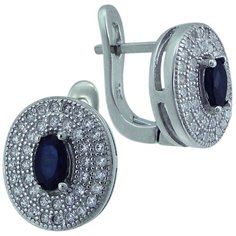 Balex Серьги 2405937492 из серебра 925 пробы с сапфиром корундом природным и фианитом