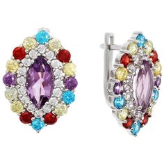 Balex Серьги 2410931435 из серебра 925 пробы с аметистом природным и фианитом