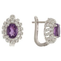Balex Серьги 2454930037 из серебра 925 пробы с аметистом природным и фианитом