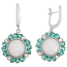 Balex Серьги 2432930151 из серебра 925 пробы с опалом, аквамарином синтетическим и фианитом