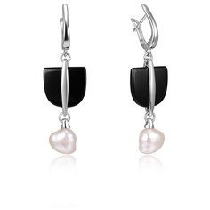 Balex Серьги 2432930161 из серебра 925 пробы с жемчугом культивированным и ониксом