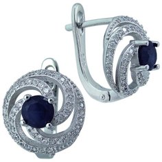 Balex Серьги 2405937513 из серебра 925 пробы с сапфиром корундом природным и фианитом