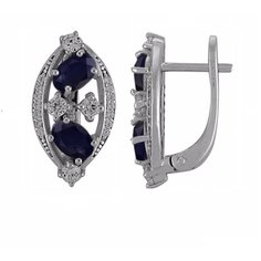 Balex Серьги 2405937138 из серебра 925 пробы с сапфиром корундом природным и фианитом