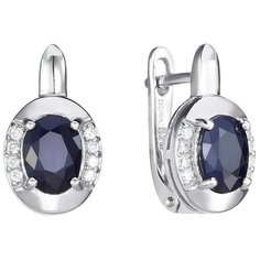 Balex Серьги 2405937783 из серебра 925 пробы с сапфиром корундом природным и фианитом
