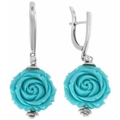 Balex Серьги 2432920040 из серебра 925 пробы с бирюзой синтетической и фианитом