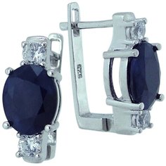 Balex Серьги 2405937529 из серебра 925 пробы с сапфиром корундом природным и фианитом