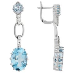 Balex Серьги 2416930103 из серебра 925 пробы с топазом голубым природным и фианитом