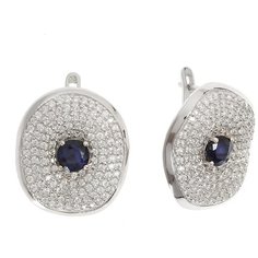 Balex Серьги 2454930039 из серебра 925 пробы с сапфиром корундом природным и фианитом