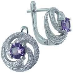 Balex Серьги 2405937515 из серебра 925 пробы с александритом синтетическим и фианитом