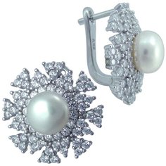 Balex Серьги 2405937433 из серебра 925 пробы с жемчугом культивированным и фианитом