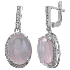Balex Серьги 2410931671 из серебра 925 пробы с розовым кварцем природным и фианитом