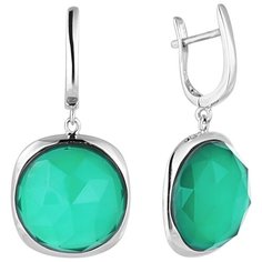 Balex Серьги 2436930228 из серебра 925 пробы с агатом зелёным природным и горным хрусталем