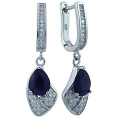 Balex Серьги 2405937535 из серебра 925 пробы с сапфиром корундом природным и фианитом