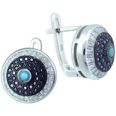 Balex Серьги 2405937461 из серебра 925 пробы с бирюзой реконструированной и фианитом