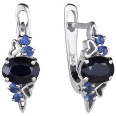 Balex Серьги 2405837664 из серебра 925 пробы с сапфиром корундом природным и фианитом