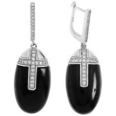 Balex Серьги 2425930019 из серебра 925 пробы с кошачьим глазом синтетическим и фианитом