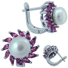 Balex Серьги 2405937519 из серебра 925 пробы с жемчугом культивированным и рубином синтетическим