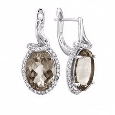 Balex Серьги 2405937048 из серебра 925 пробы с раухтопазом природным и фианитом