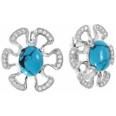 Balex Серьги 2433920055 из серебра 925 пробы с бирюзой реконструированной и фианитом