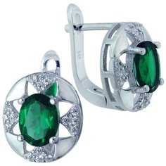 Balex Серьги 2405937400 из серебра 925 пробы с изумрудом выращенным и фианитом